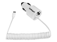 StarTech.com Chargeur / Adaptateur pour voiture - 1x Apple Lightning 1x USB 2.0 - Haute puissance 21W/4.2A - Blanc (USBLT2PCARW) - Adaptateur d'alimentation pour voiture - 21 Watt - 4.2 A (USB, Lightning) - blanc - pour P/N: USBLT1MW, USBLT1MWS, USBLT2MBR, USBLT2MW, USBLT30CMW, USBLTM1MBK, USBLTM1MWH USBLT2PCARW