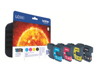 Brother LC980VALBPDR - Pack de 4 - noir, jaune, cyan, magenta - original - blister - cartouche d'encre - pour Brother DCP-145, 163, 165, 195, 365, 373, 375, 377, MFC-250, 255, 290, 295, 297 LC980VALBPDR