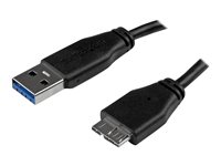 StarTech.com Câble SuperSpeed USB 3.0 slim A vers Micro B de 1 m - Cordon USB A vers Micro B - Mâle / Mâle - Noir - Câble USB - Micro-USB de type B (M) pour USB type A (M) - USB 3.0 - 1 m - moulé - noir - pour P/N: HB30A4AIB, HB30AM4AB, HB30C4AIB, HB31C2A2CME, HB31C3A1CME, HB31C4AB, S251BMU3FP USB3AUB1MS