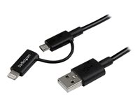 StarTech.com Câble Lightning 8 broches ou Micro USB vers USB de 1 m - Cordon de charge / synchronisation - Noir (LTUB1MBK) - Câble de chargement / de données - USB mâle pour Micro-USB de type B, Lightning mâle - 1 m - blindé - noir - pour P/N: ARMTBLTDT, ARMTBLTIW, SECTBLTDT, SECTBLTPOS, STNDTBLT1A5T, STNDTBLT1FS, STNDTBLTMOB LTUB1MBK