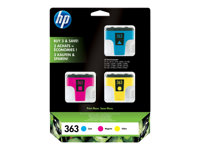 HP 363 - Pack de 3 - jaune, cyan, magenta - originale - cartouche d'encre - pour Photosmart C5180, C6180, C6280, C7180, C7280, C8180, D6160, D7160, D7260, D7360, D7460 CB333EE