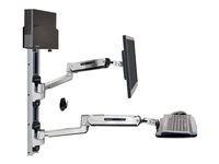 Ergotron LX Wall Mount System with Small CPU Holder - Kit de montage unité système/moniteur/clavier - assis-debout - montable sur mur - jusqu'à 42 pouces - noir, aluminium poli 45-359-026