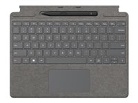 Microsoft Clavier Signature pour Surface Pro - Clavier - avec pavé tactile, accéléromètre, plateau de rangement et de chargement du Surface Slim Pen 2 - AZERTY - Français - platine - avec Slim Pen 2 - pour Surface Pro 8, Pro X 8X6-00064