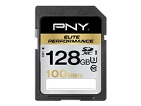 PNY Elite Performance - Carte mémoire flash - 128 Go - UHS Class 3 / Class10 - SDXC UHS-I SD128ELIPER-EF