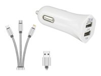 DLH - Adaptateur d'alimentation pour voiture - 12 Watt - 2.4 A - 2 connecteurs de sortie (USB) - blanc DY-AU2578W