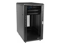 StarTech.com 18U 19" Server Rack Cabinet, 4 Post Adjustable Depth (6-32")Locking Knock Down Network/Computer Equipment Enclosure, Mobile with Glass Door & Casters, HP ProLiant ThinkServer - Data Rack Enclosure (RK1836BKF) - Rack armoire - 4 montants - sur le sol - noir - 18U - 19" RK1836BKF