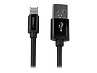 StarTech.com Câble Apple® Lightning vers USB pour iPhone, iPod, iPad 2 m Noir - Câble iPhone 5 - Chargeur Synchronisation Lightning - 2m - Câble Lightning - Lightning mâle pour USB mâle - 2 m - double blindage - noir - pour P/N: ST4200MINI2, ST4200MINIC USBLT2MB